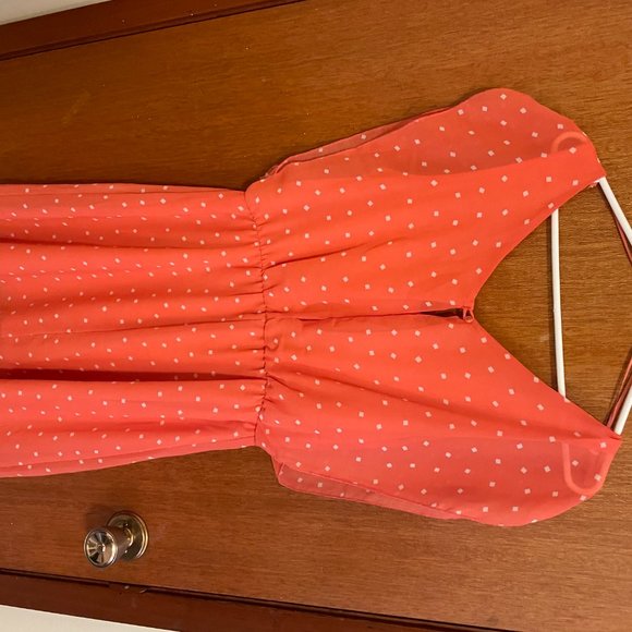 Coral Polka Dot Dress - Picture 2 of 2